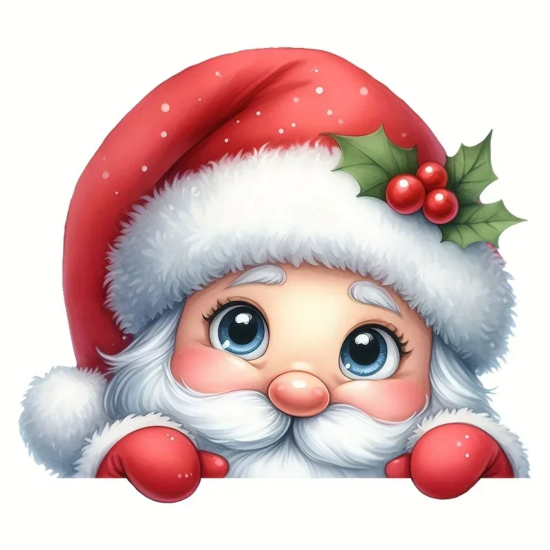 

1PC "Peeking Santa" Car Motorcycle Sticker, Festive Design Decal for Vehicle Exterior, Stylish Holiday Auto Decor Accessory