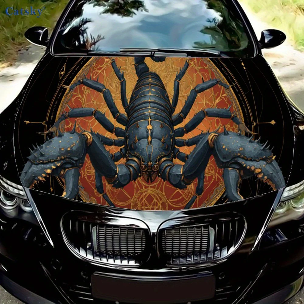 

Astrology Scorpion Print car hood stickers, waterproof self-adhesive, scratch resistant, easy to stick, durable car PVC stickers
