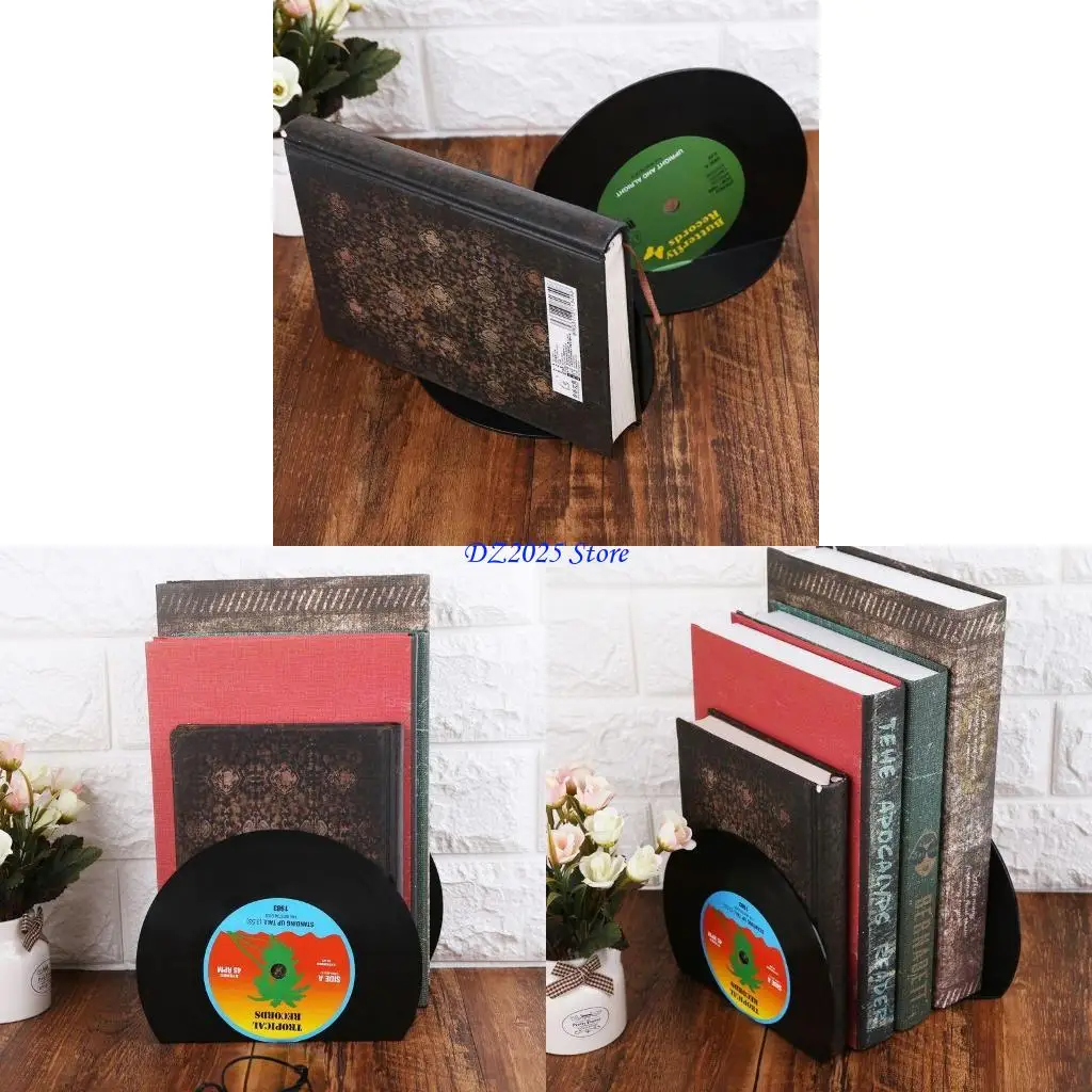 

Q6RC 2pcs for Creative Record Bookends Shelves Desktop Holder Stand R