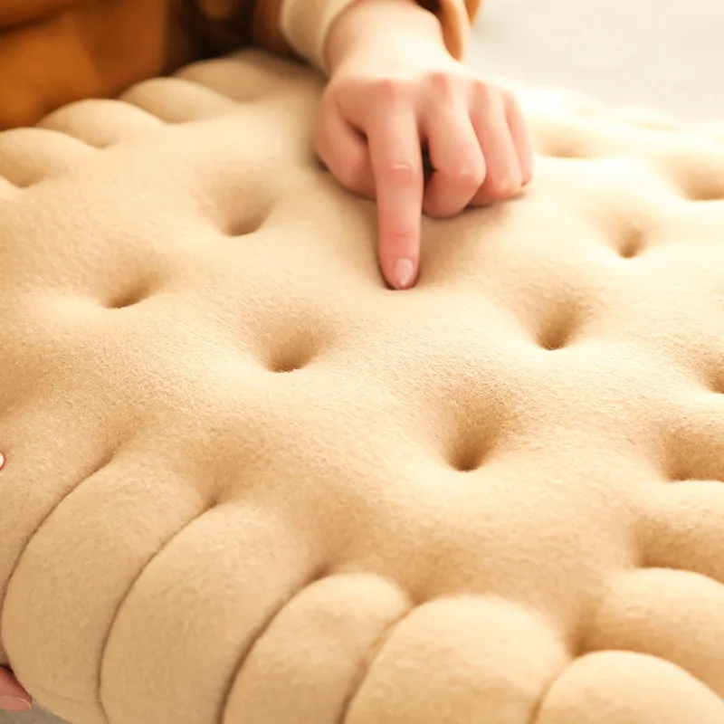 Biscuit Shape Plush Cushion Soft Creative Pillow Chair Seat Pad Decorative Cookie Japanese Tatami Back Cushion Sofa Pillows