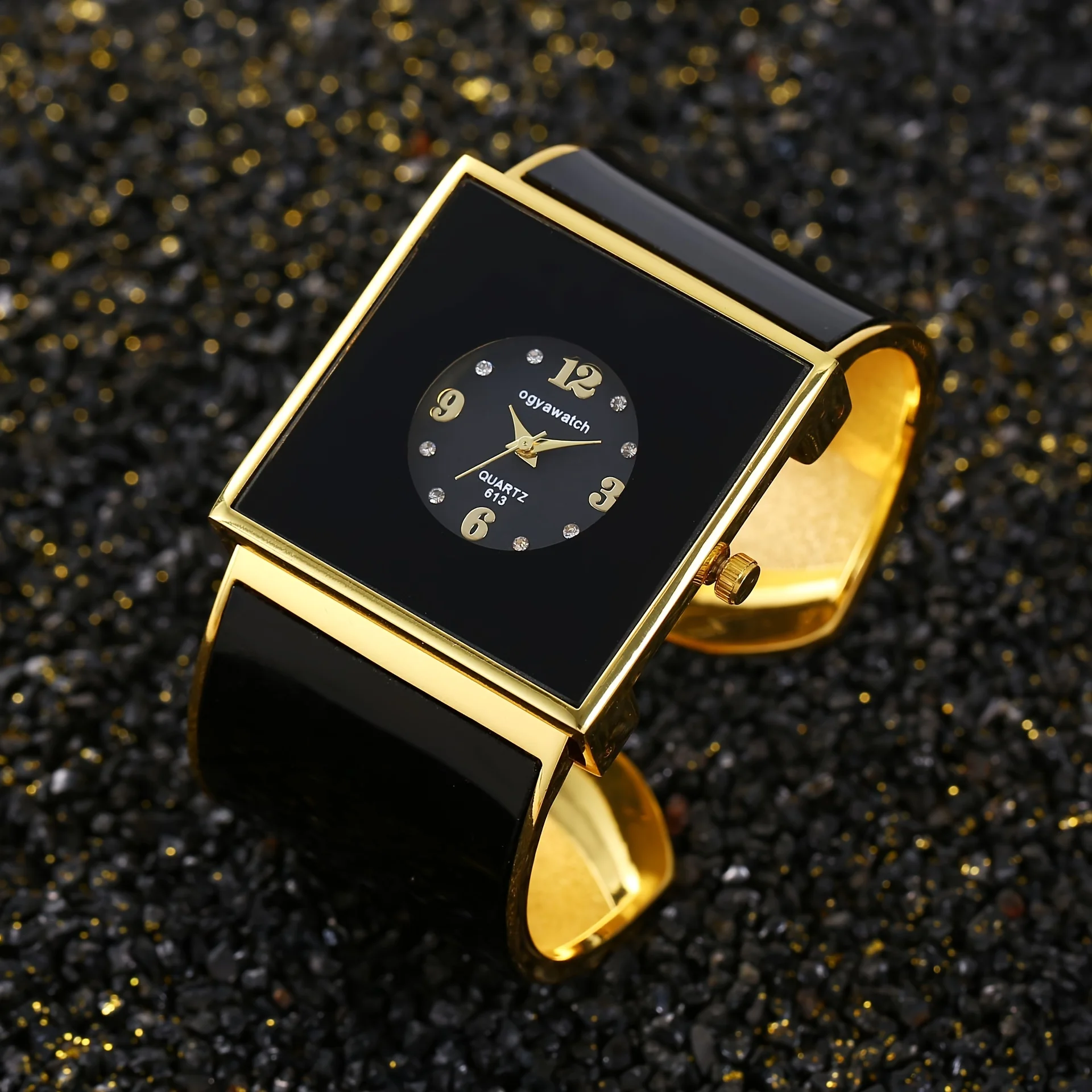 Elegant Fashion Large Square Dial Women's Bangle Watch, Luxury All-match Ladies Female Quartz Bracelet Watch Clock Gift
