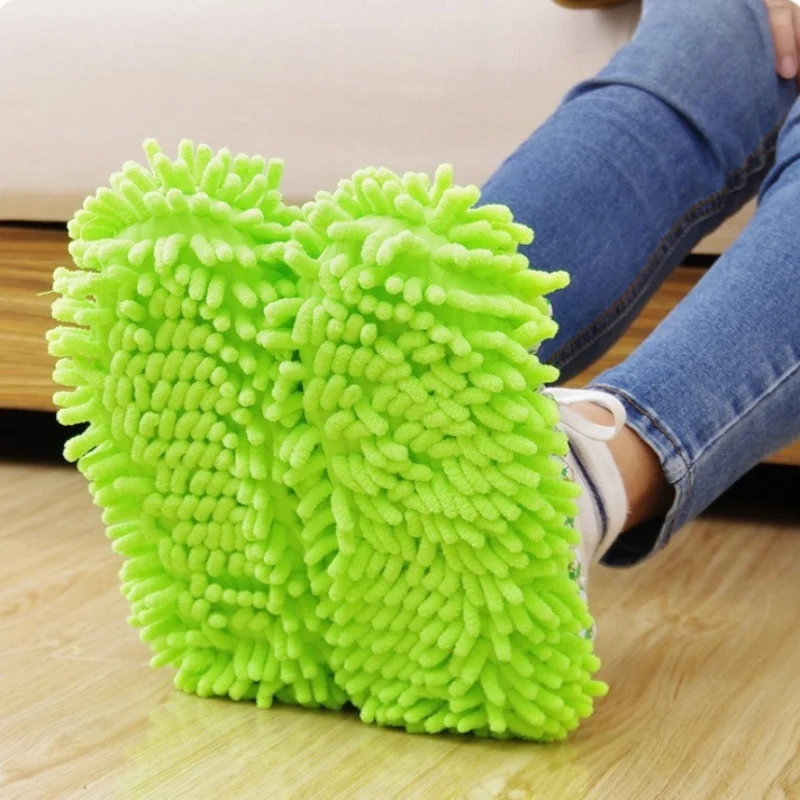 1 par de zapatillas de fregona para limpieza del hogar, eliminación de polvo, lavables, reutilizables, limpieza de suelo y pared, cubiertas de zapatos para una fácil limpieza del hogar