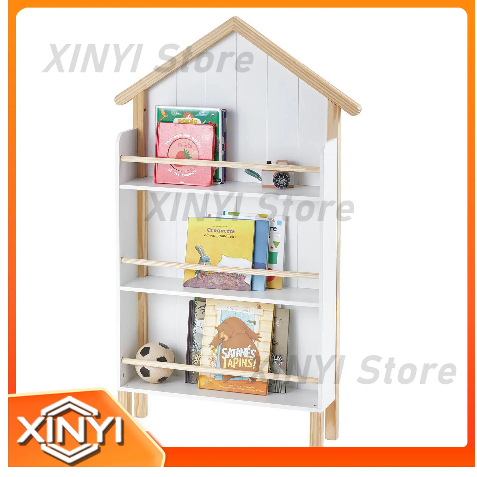 Wooden House Model Decoration Storage Bookcase for Bedroom Kids Room Nightstand for Children Books Toys Organizing for LEGO
