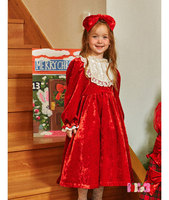 In Stock! Christmas New Year dress! Children's New Year dress Autumn and winter girls red plaid thickened dress Children's New Y