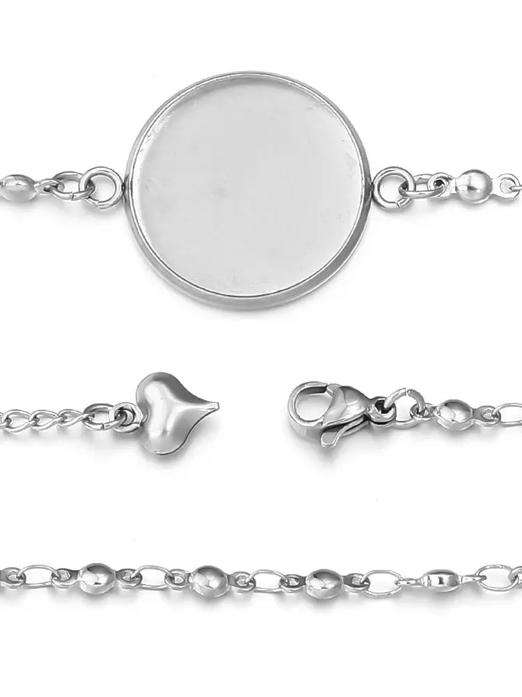 Base de Bracelet en chaîne en acier inoxydable, 2/5 pièces, vierge adaptée aux Bracelets Cabochon de 12 à 25mm, réglage des blancs, accessoires de fabrication de bijoux à faire soi-même