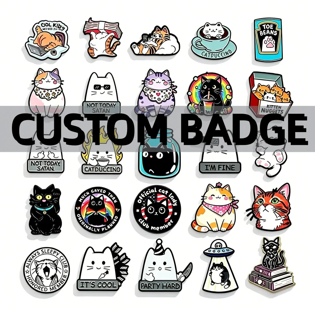Custom Fashion Design Cartoon Cat Soft Hard Enamel Pin Spinning High Quality Slide Lapel Pins