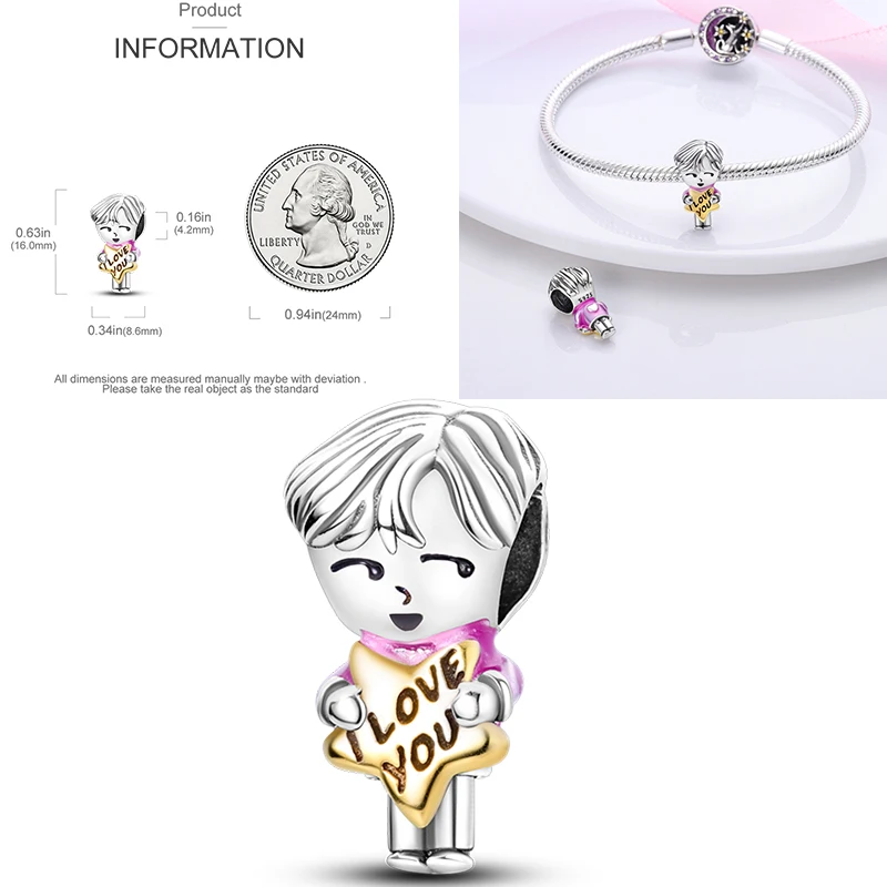 2026 Neuer Rosa Charm aus 925 Sterling Silber, Herz-Schleife-Parfüm-Rosen-Perlenanhänger, passend für europäische Armbänder, DIY, romantisches Geschenk für Frauen – Detail 17