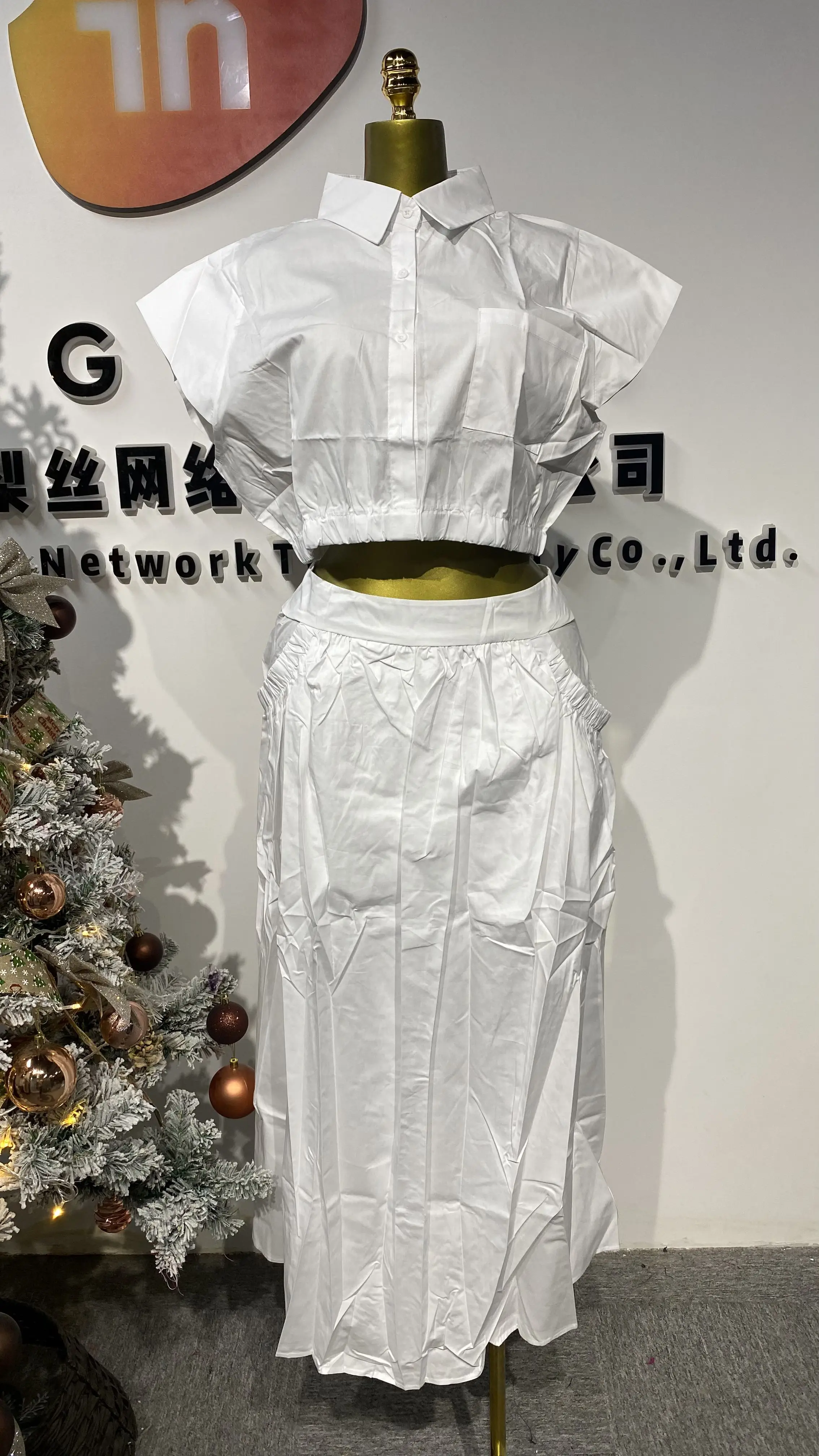 

Women's 2-piece summer European and American style spring new tops oversized skirts with ruffles-GZMM165