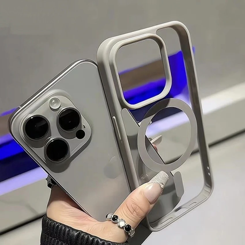 Transparent magnetic phone case for iPhone 16 15 14 13 Pro 12 11 Max Plus 16Pro Acrylic phone case 15Pro Simplicity cover shell