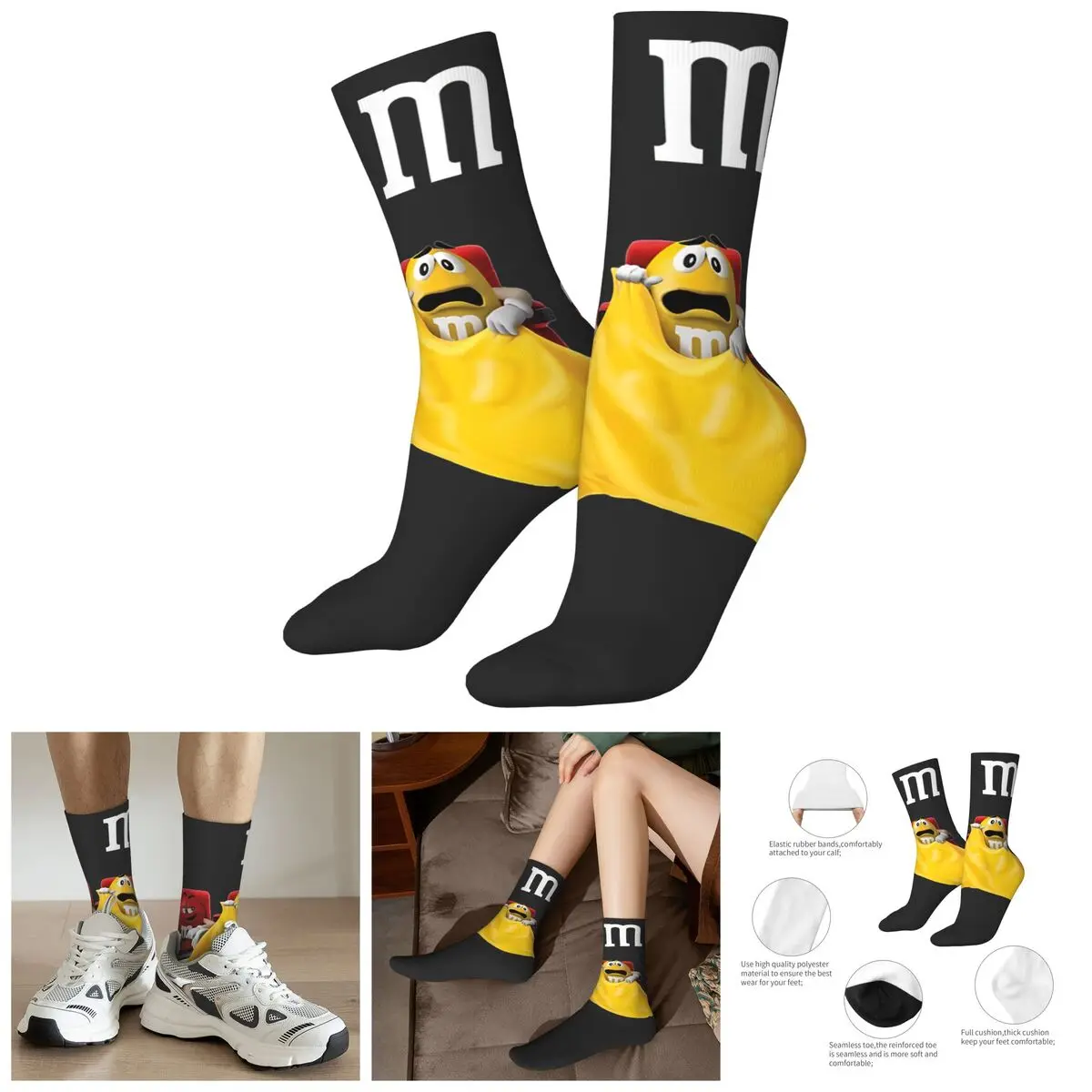 Hip Hop Vintage Strong Crazy Men's compression Socks Unisex M Chocolate Street Style Pattern Printed Funny Novelty Happy Crew