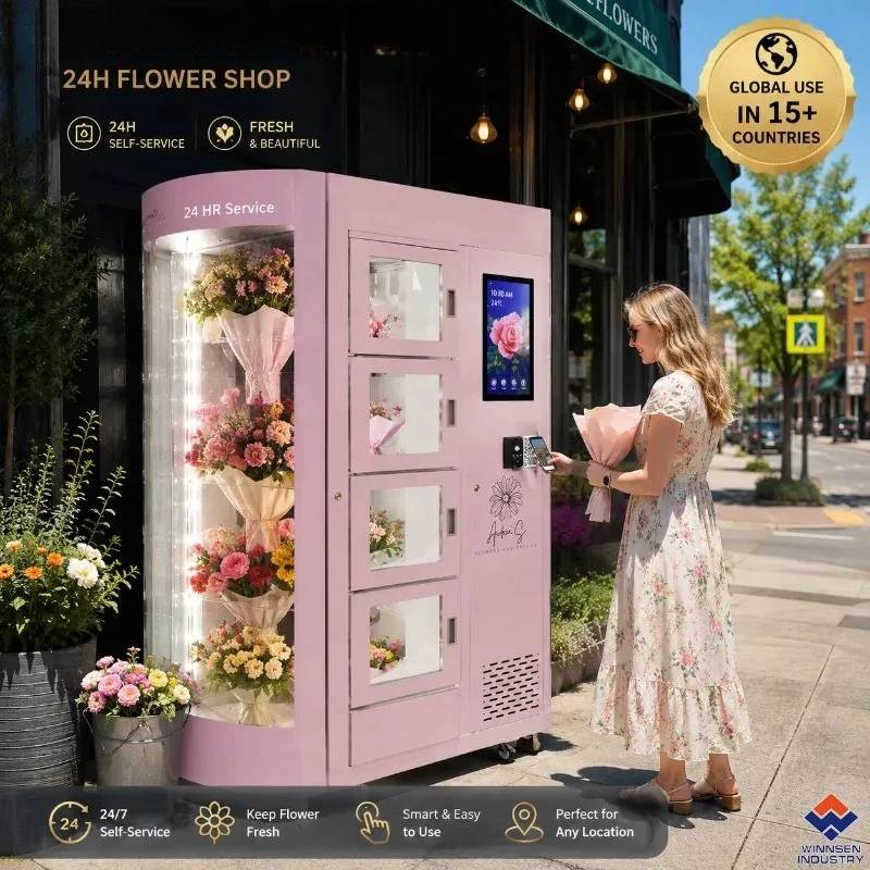 Fresh Flower Vending Machine, Integrated Cooling System, Smart Vending Locker for Bouquet Retail Operation Customized