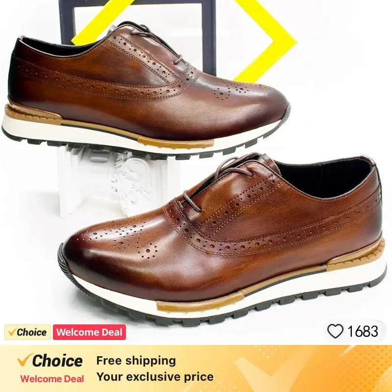 

Men‘s Casual Shoes Comfortable Career Oxfords for Business Leisure Footwear High Genuine Leather Flat Pattern Classic Original