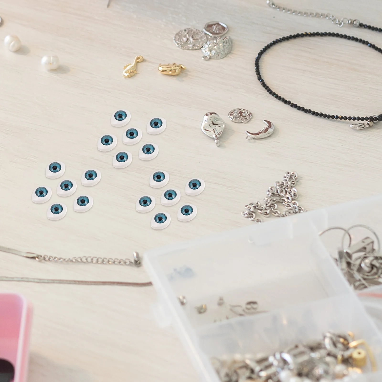 

100pcs Half Ball Eyes 1.60X1.10X0.50Cm Oval Resin Eyeballs For Diy Making Stuffed Animals Crafts Decoration Supplies