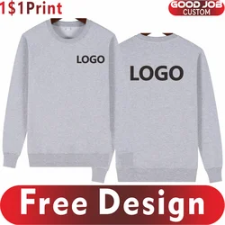 Fashion Men Women Cotton Sweatshirt Custom Logo Company Team Casual Sportswear Printing Design Terry Pullover Embroidery Pattern