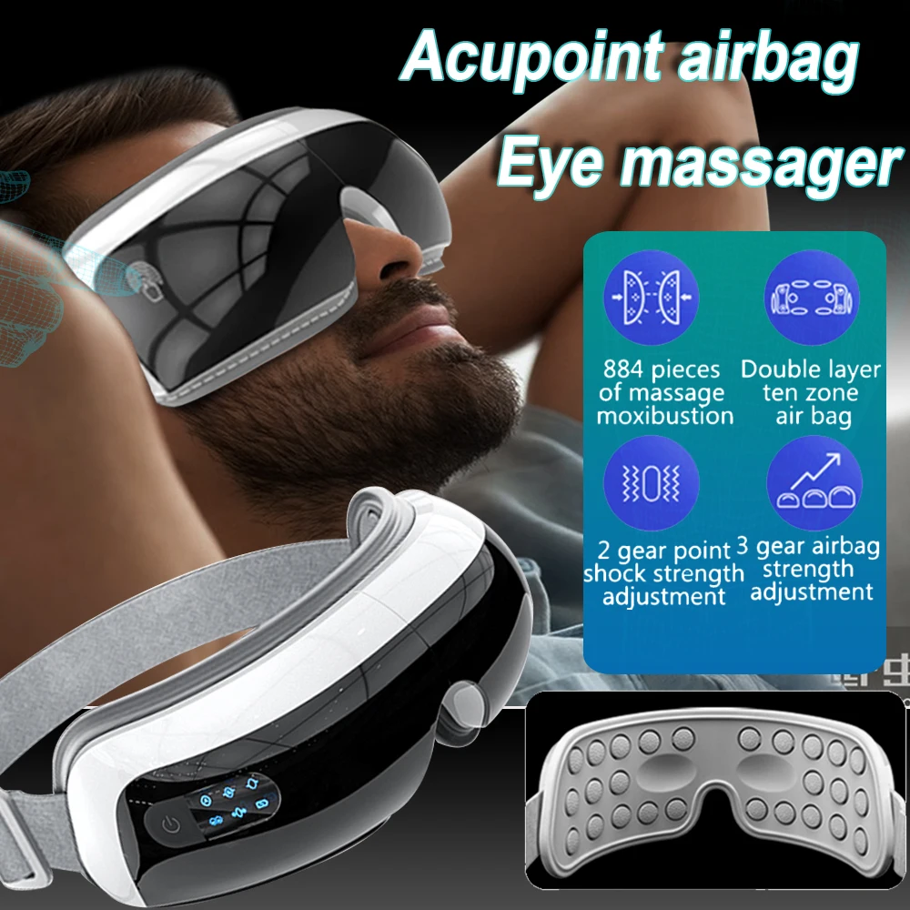 Electric Airbag Eye Massager Airpressure Point Heated Eye Massage Hot Compress Eyes Care Glasses Acupoint Tired Dry Eye