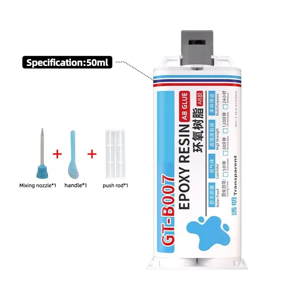 سوبر لزجة شفافة راتنجات الايبوكسي AB الغراء إصلاح 50 مللي لاصق قوي آمن علاج سريع تسرب للخشب معدن السيراميك البلاستيك #4