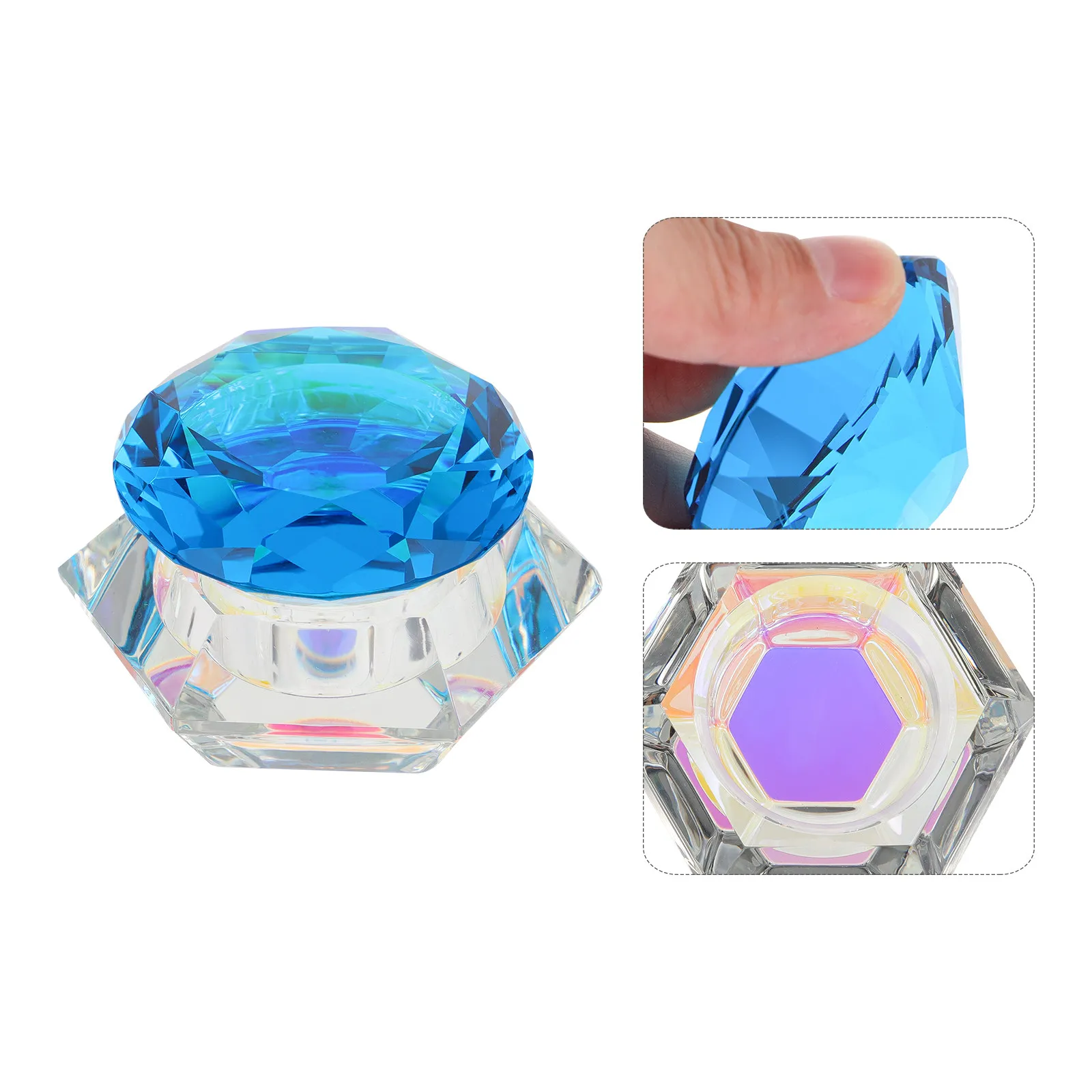 Crystal Nail Cup Premium Glass Manicure Liquid Powder Container Mini Acrylic Pen Wash Cup Lightweight Reusable Nail Art Supplies
