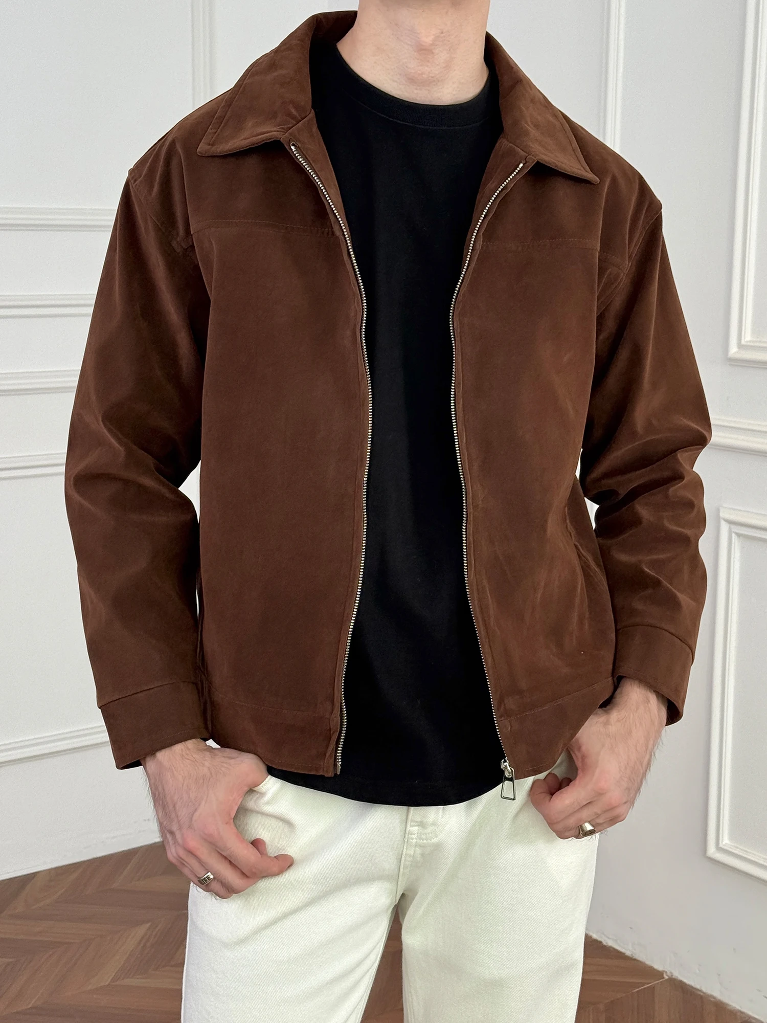 

Мужское повседневное пальто из американской замши в стиле ретро, осенне-весеннее пальто Cleanfit, матовое Fini, молодежное полиэфирное волокно