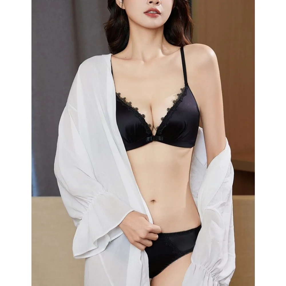 セクシーな Ladies Front Fastening Push Up Bra Lace Cross Back Wireless Smooth Cup Small Bust Enhancer Plus Size Intimate Underwear