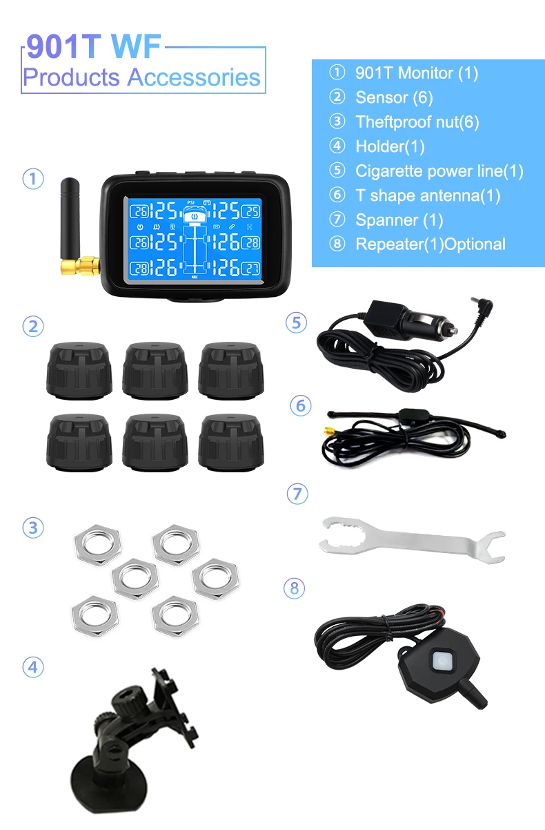 CAR EUD Rv Truck Trailer Tpms للشاحنات الخارجية الداخلية Tpms