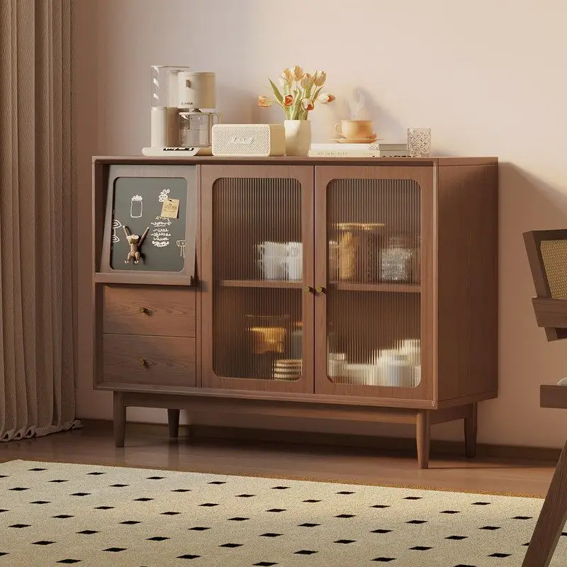 Solid wood dining side cabinet, multi-layer storage cabinet, dining room, kitchen floor-to-ceiling locker integrated against