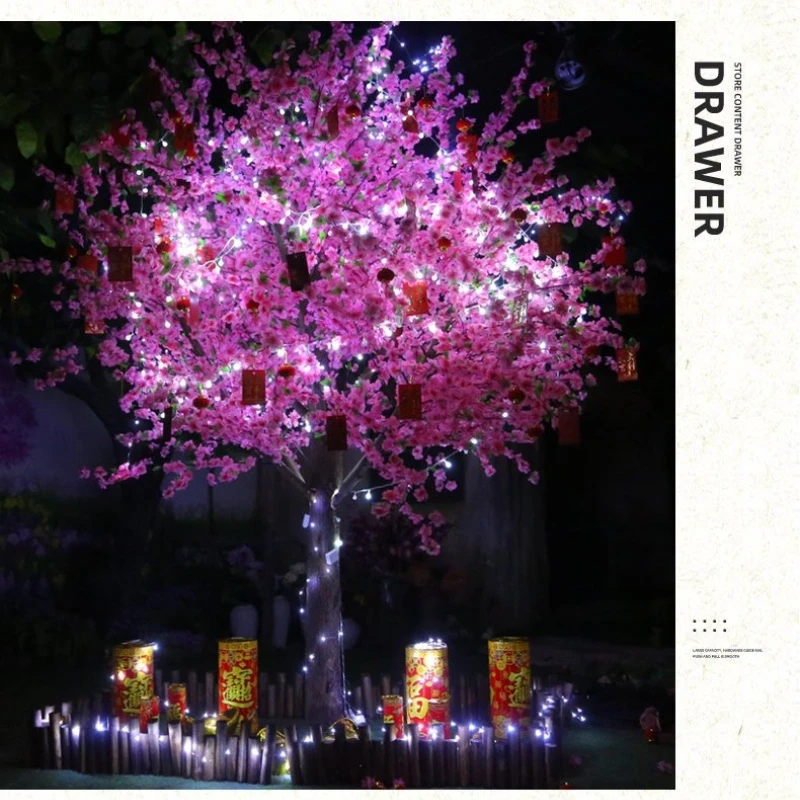 

Simulation peach tree red fake peach tree shopping mall decoration New Year blessing wishing tree wedding indoor landscape