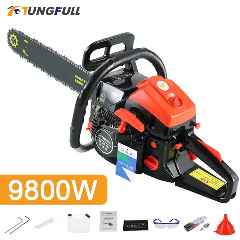 9800W High Power Chainsaw Professional Logging Saw 87CC 2-Stroke Petrol Gasoline Chain Saw Wood Cutter Tree Cutting Machine