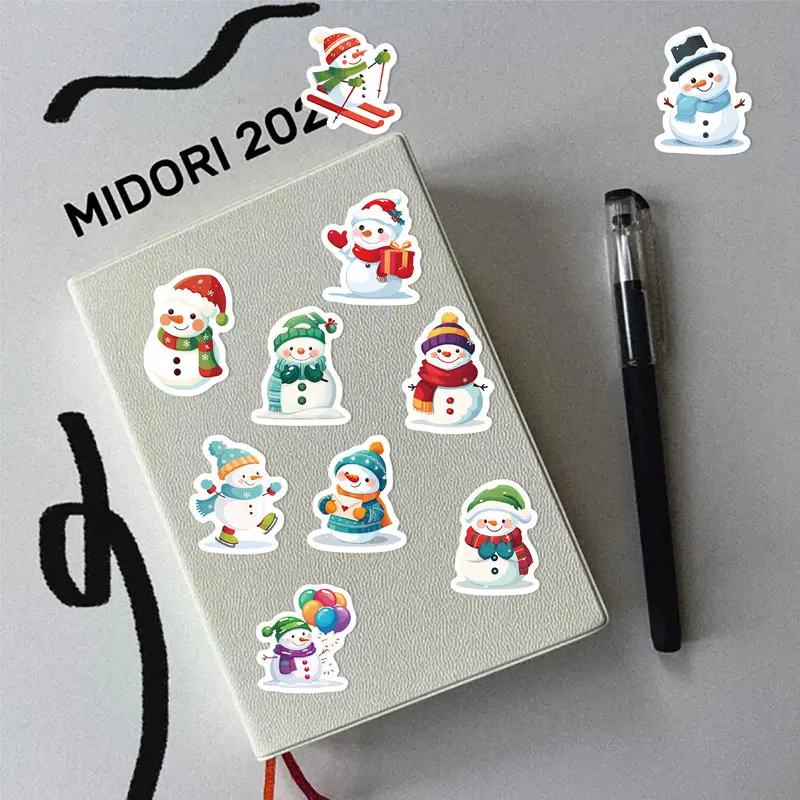 500 Pcs Christmas Snowman Stickers Roll 1 Inch Cute Winter Snowman Stickers for DIY Christmas Party Gift Decoration image 6