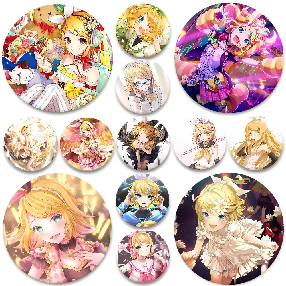 Anime Mädchen Kagamine Rin Abzeichen Runde Abzeichen Weißblech Münze Brosche Kleidung Rucksack Zubehör Anstecknadel