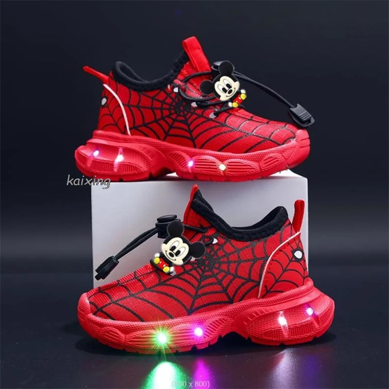 New Children\'s Led Light Shoes Fashion Mickey Minnie Stitch Kids Sneakers Spring Autumn Boys Sport Shoes Anti-slip Girls Shoes