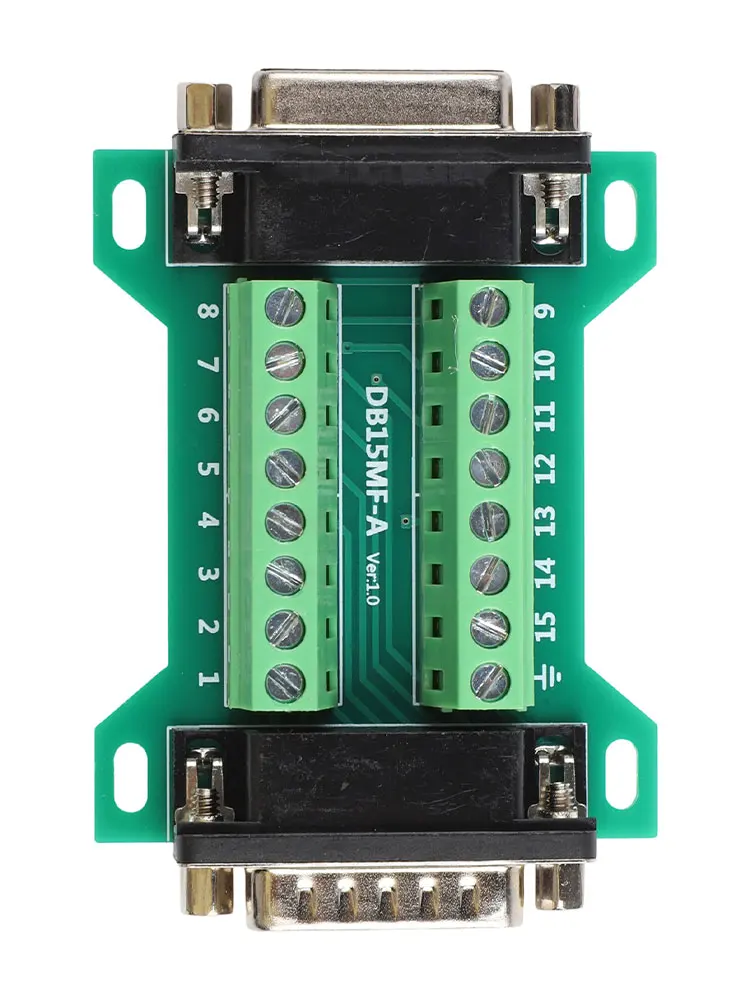 DB15MF-A Adapter Board for DB15 Interface Conversion Featuring Solderless Termination and Dual-End Connectivity