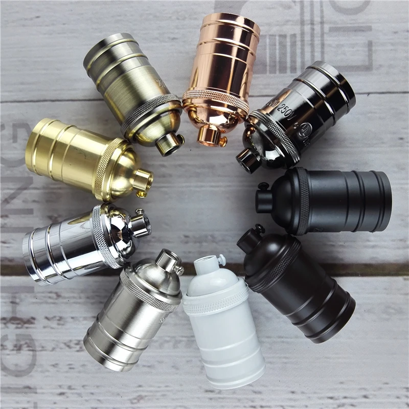 100% Brass Quality Lamp Holder AC96-250V UL E27 DIY Vintage Rose Chandelier Lighting Base M10 Copper Holder Light Socket