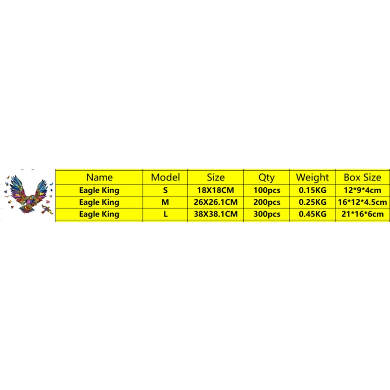 Quebra-cabeça de madeira para adultos e crianças, águia e rei, brinquedos educativos montessori, jogo de tabuleiro, presente legal, alta qualidade
