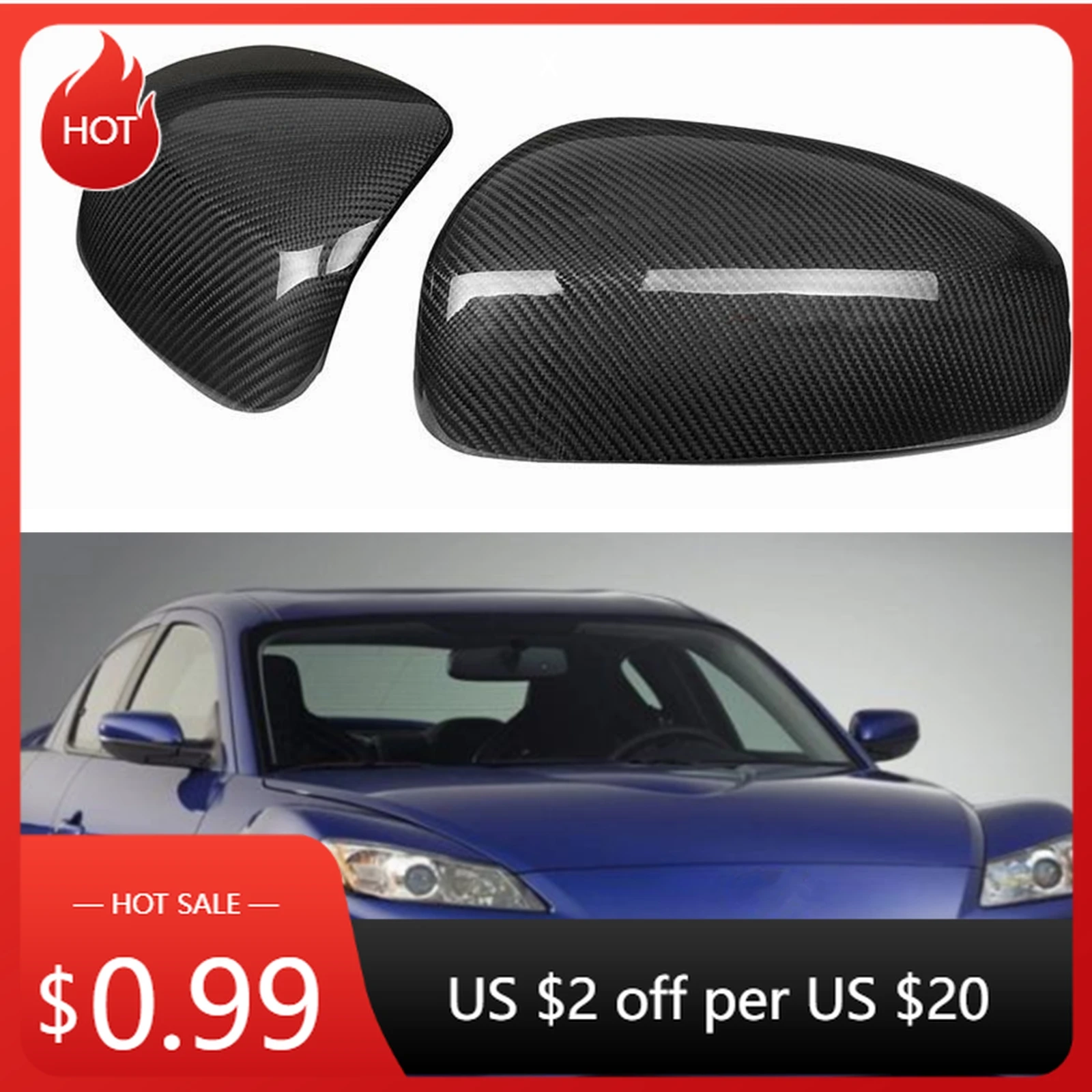 

Rear View Caps Mirror Cover For Mazda RX-8 RX8 2004-2011 Carbon Fiber Car Exterior Door Side Reverse Shell Rearview C Body Kits