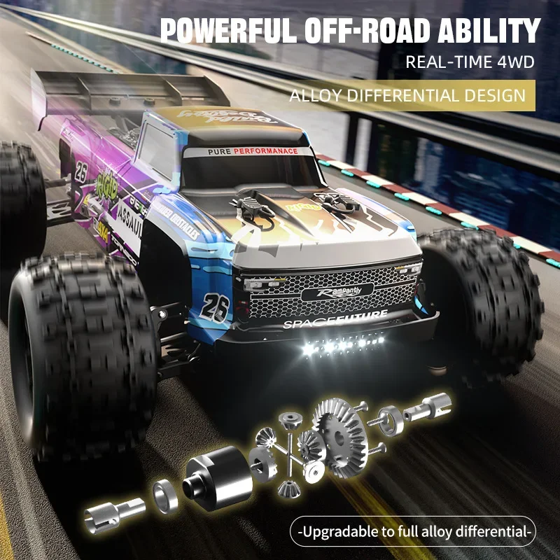 2.4G 4WD Performance Powerful High-speed Car, Brushless Motor Independent Electric Drop, Anti-skid Wear-resistant Tires for Kids