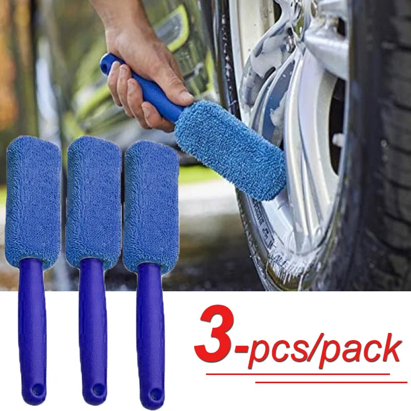 

3pcs Upgraded Version Car Maintenance Rim Cleaning Brush Lengthened Car Wash Beauty Microfiber Wheel Rim Detailing Brush