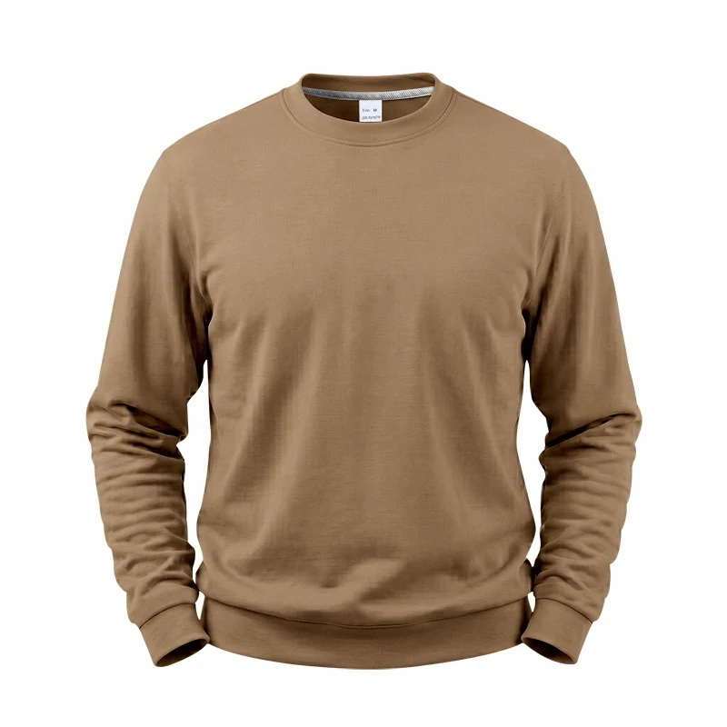 Einteiliger, locker sitzender, klassischer, mit Fleece gefütterter Rundhals-Langarm-Sweatshirt für Herren, warmes, winddichtes, lässiges Winter-Oberteil – Detail 15