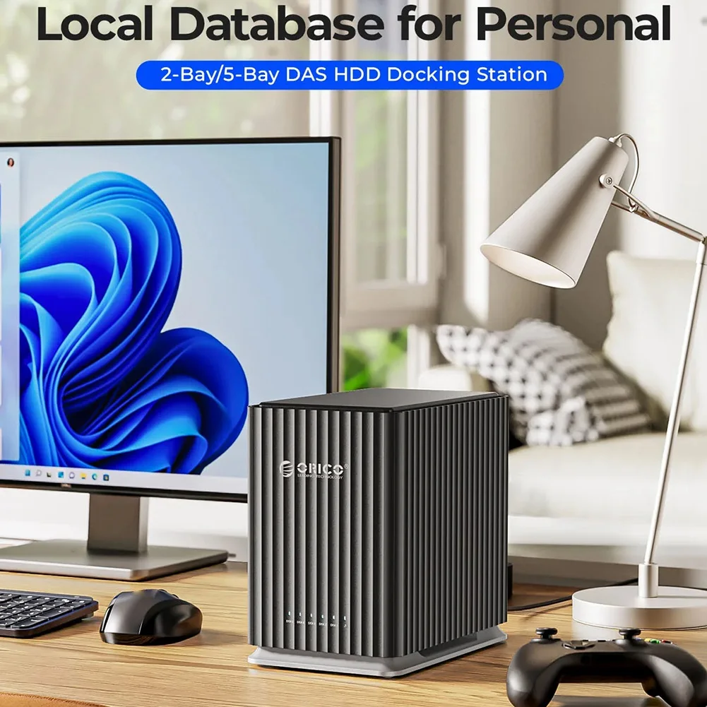 HDD Docking Station 5 Bay Personal Storage Hard Disk Cabinet Xternal Multi Bay Hard Disk Compartment US Plug