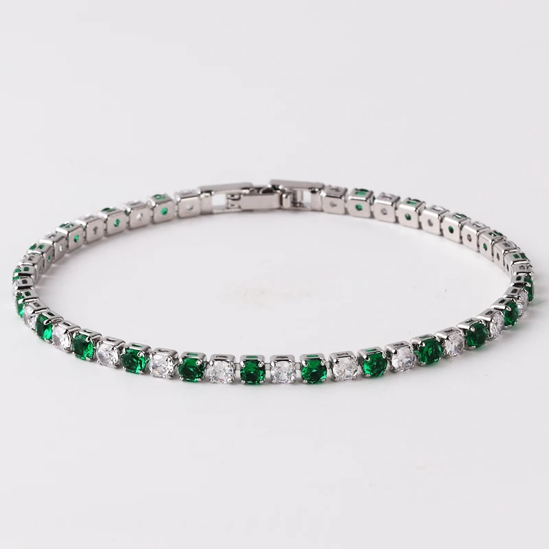 Luxus Smaragd Zirkonia CZ Tennis Armbänder für Frauen 18K Gold Überzogene Charme Grün Weibliche Armreifen Hochzeit Schmuck Geschenk