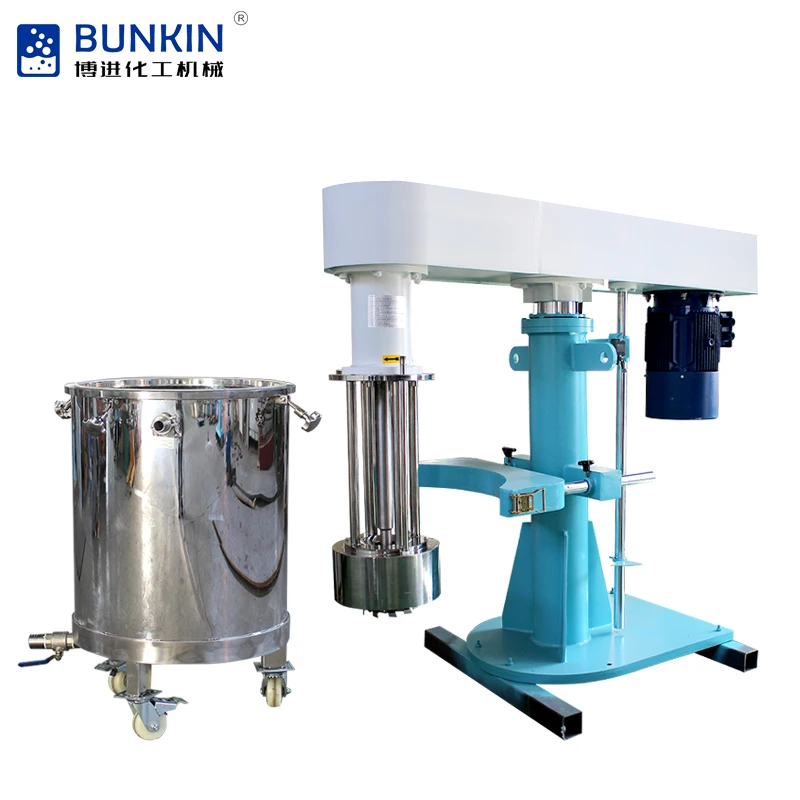 Hydraulic Lifting High Speed Basket Grinding Mill with cooling water jacket For Paint Inks Pigment Dye Dyestuff