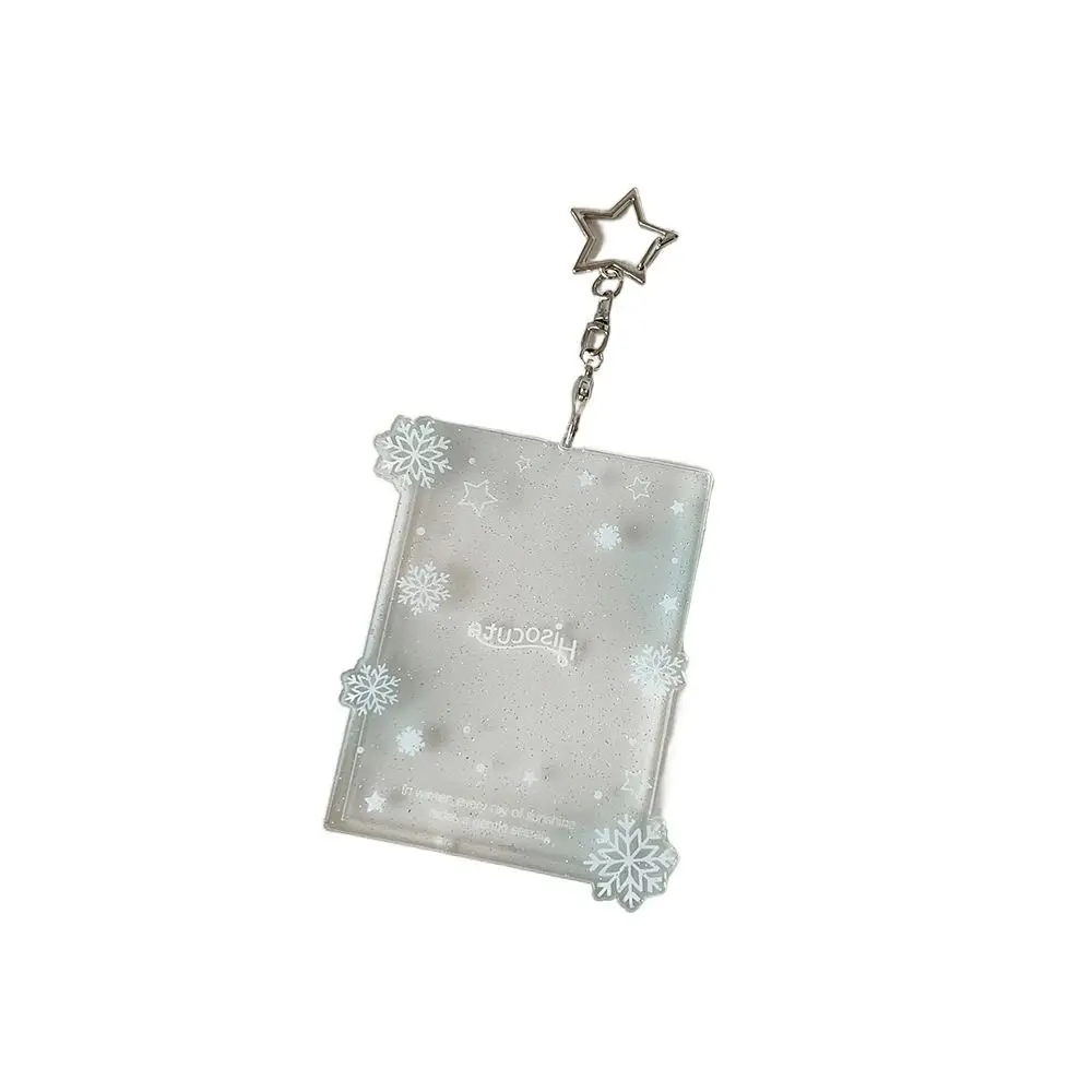 Kawaii Clear Card Cover Hard Snowflake Campus Card Protective Case 3Inch Card Storage Cards Sleeve Hadiah untuk Pelajar