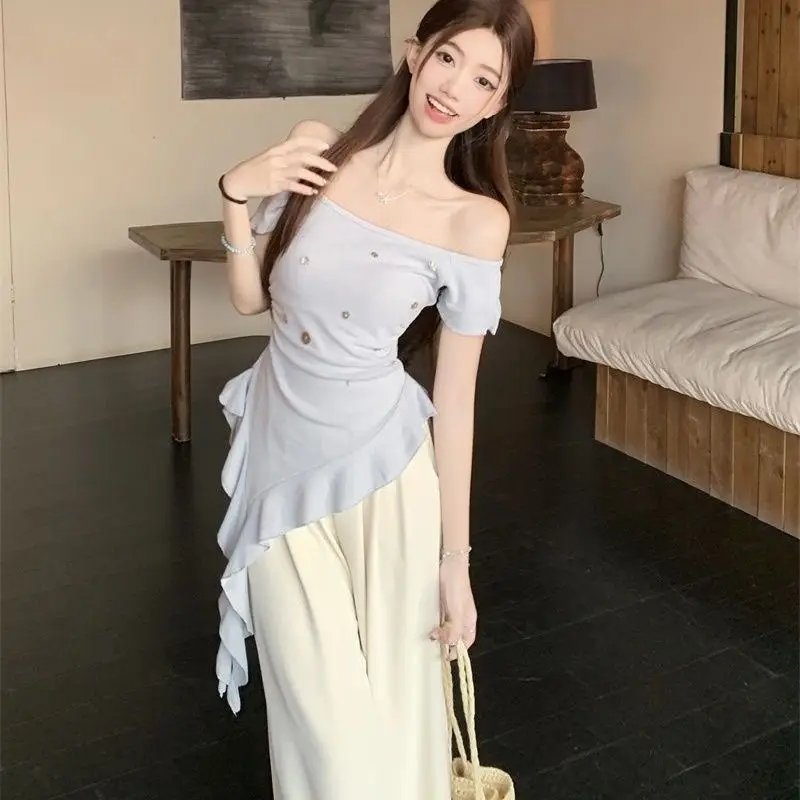 

Wide Leg Women's Pants Two Piece Set Chic and Elegant Classy Co Ord Full Wholesale Bulk New Matching Promotion Ladies Trouser