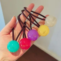 Ins Popular Colorful Transparent Ball Elastic Hair Band Girls Crystal Ball Hair Accessorie Rubber Band Ponytail Holder Wholesale