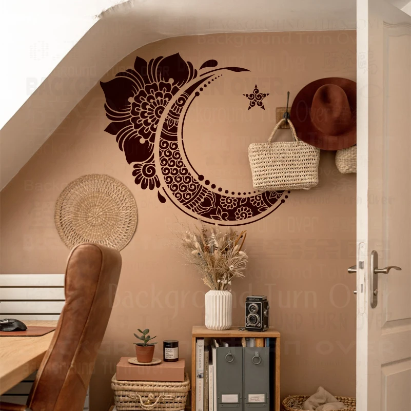 

45cm - 90cm Wall Stencil Decor For Painting Template Furniture Makers Paint Plaster Larges Decorative To Moon Flower S364