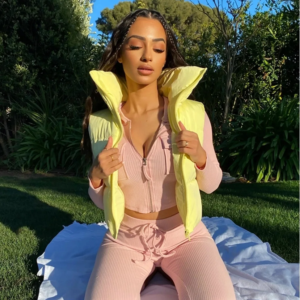 

Warm Stand Collar Zipper Cotton Vest Women's Outerwear 809DF New Autumn Winter Faion Street Sle Color ort Fit