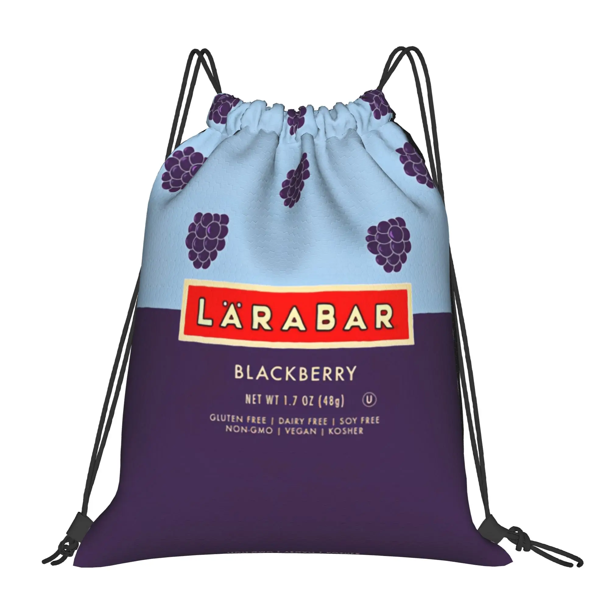 LÄRABARR Blackberry Flavor Purple & Blue Portable Sports Riding Gym Drawstring Storage Sporty Backpacks