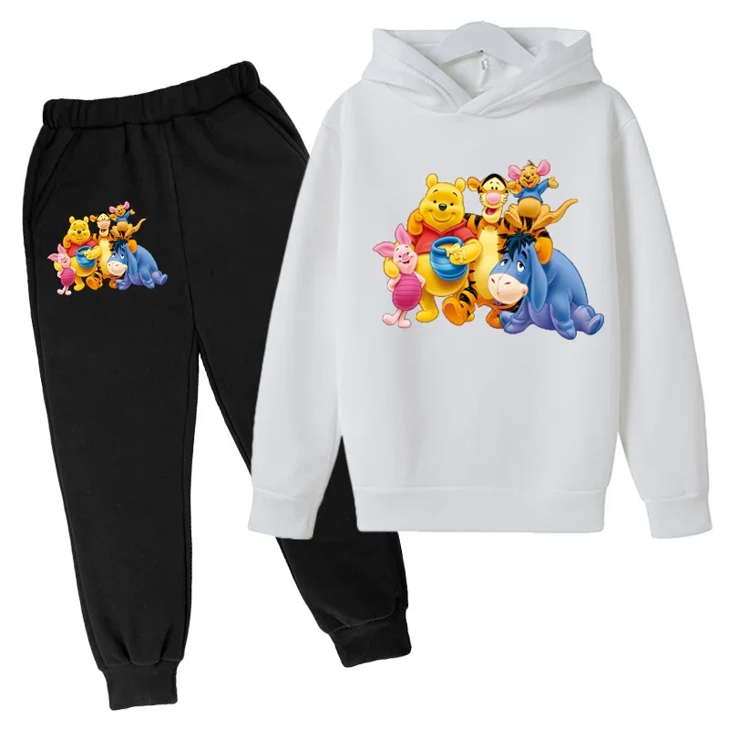 Winnie the Pooh Children Clothes Kids Suit Sweater Boy Girl Tigger  Fleece Hoodies Pullover Sweatshirt Pant Baby Girls Tracksuit