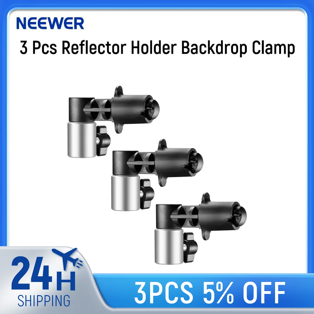 NEEWER 3 Pcs Reflector Holder Backdrop Clamp Sturdy Photography Reflector Disc Holding Positioning Clamp Mount Adapter