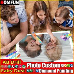 HOMFUN Fairy Dust AB Photo Custom Resin Drill 5D Diamond Painting Private Custom Cross Stitch mosaico ricamo Wedding Decor