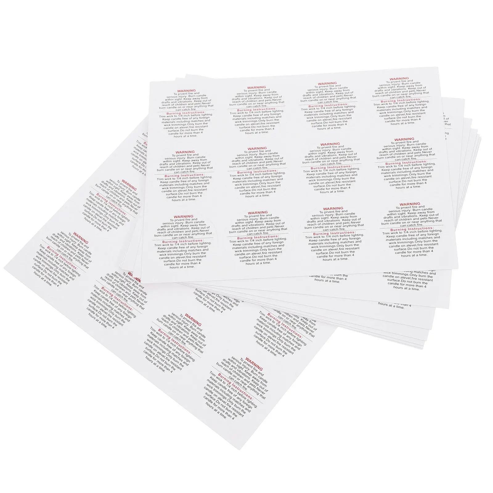10Sheets Heat Resistant High Temperature Warning Stickers for Jars Tins Aromatherapy Candles DIY Making Safety